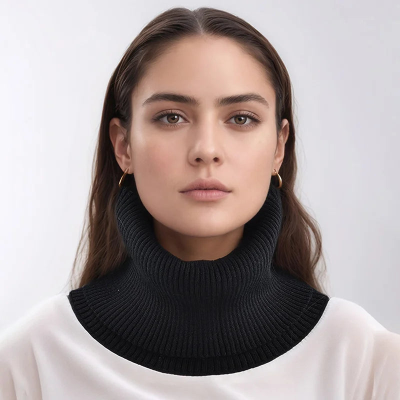 Knitted Fake Collar Ring Scarf For Woman Autumn Winter Warm Solid Color Neck Muffler Detachable Collar Scarves 25*17cm