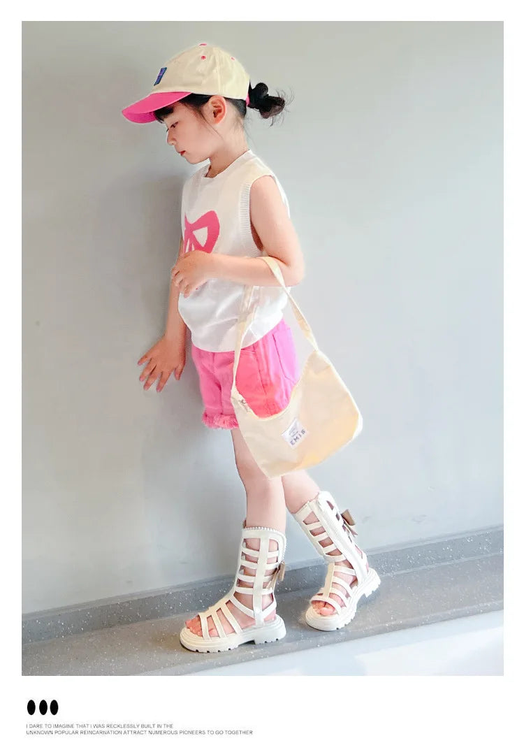 Children Sandals High-top Kids Girls Sandals Baby Sandals High Quality Flat Cut-Outs Beach Sandals