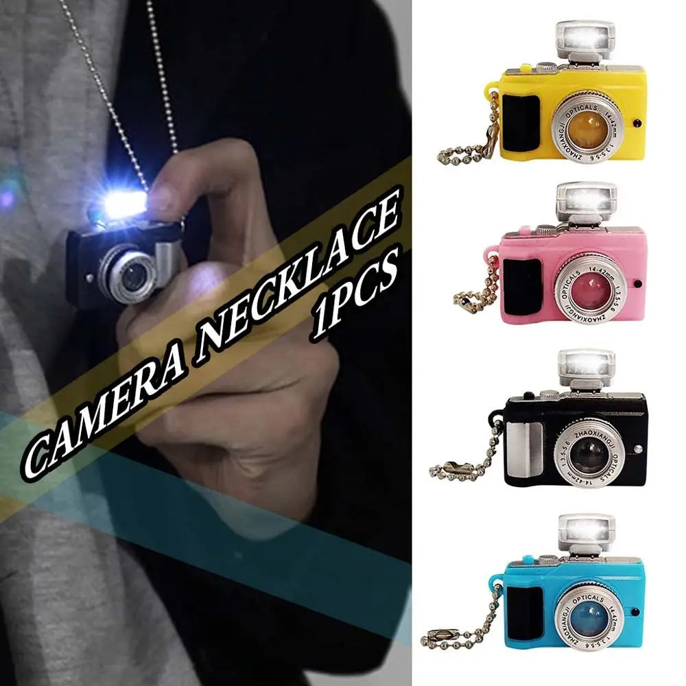Couple Models Unisex Flash Camera Men Luminous Sweater Chain Music Pendant Fashion Jewelry Necklace