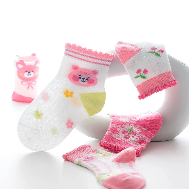 5 Paar/Los Kinder Baumwollsocken Mädchen Junge Baby Teenager Kinder Niedliche Cartoon Mode Weiches Netz für Sommer 1-12 Jahre Neue Schülersocken