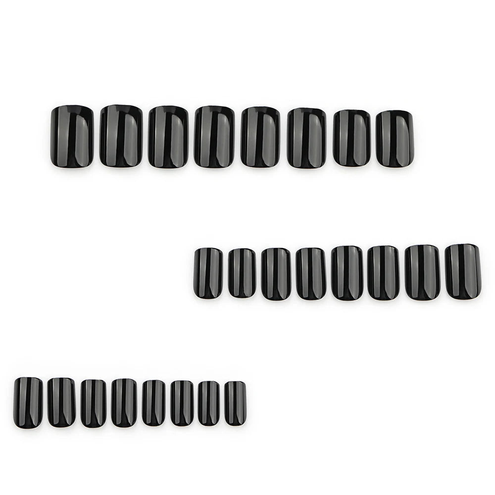 120pcs Glossy Short Square False Nails Black/White Full Cover Simple Press On Nails Tips Artificial Fingernail Extend Fake Nails