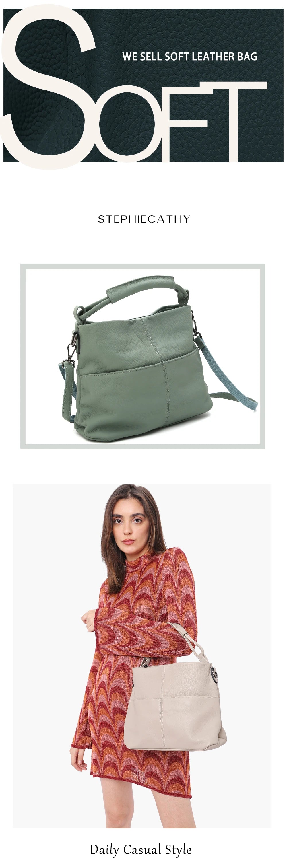 Women Versatile Casual Genuine Leather Top-handle Shoulder Bag Multi pockets Adjustable Strap Cross body Handbags Daily Commute
