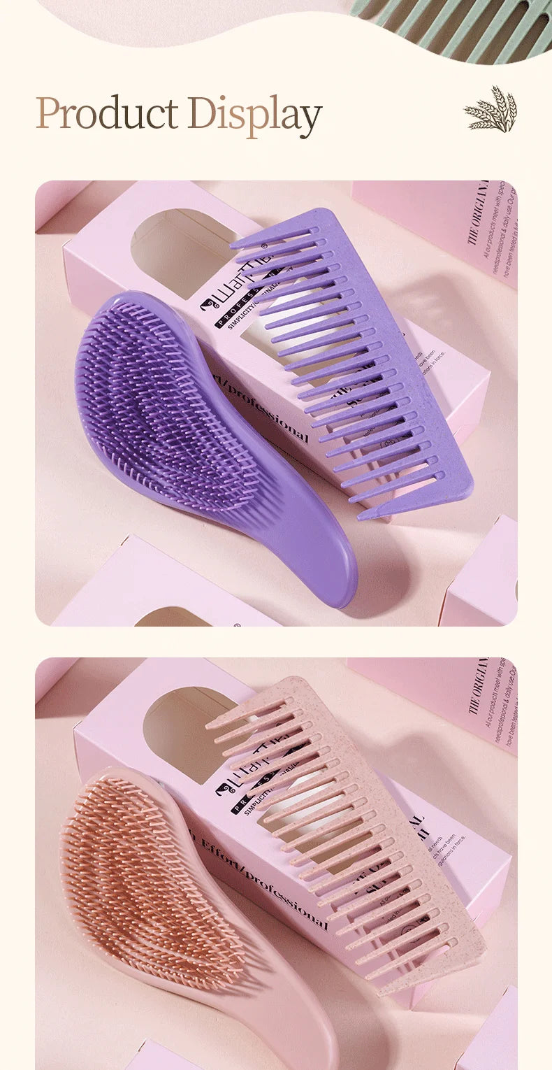 2pc Magic Detangling Boxed Comb Set  Anti-static Massage Hair Brushes Detangle Air Cushion Hairbrush Comb Festival Gift Box Comb