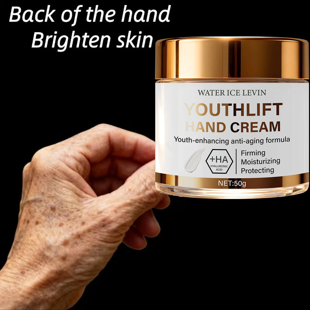 YouthLift Anti-Aging Hand Cream with HA & Retinol for Firming, Moisturizing & Protecting Mature Skin.