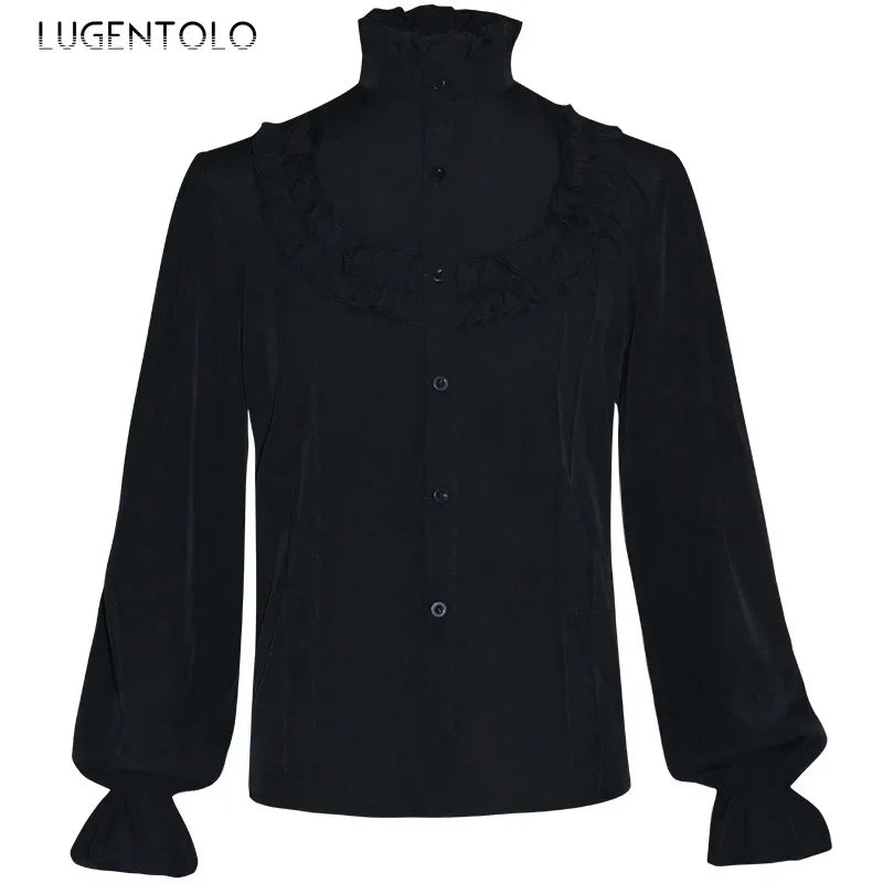 Men Medieval Steampunk Shirts Retro Casual Costume Renaissance Top New Halloween Court Party Pirate Performance Victorian Cloth