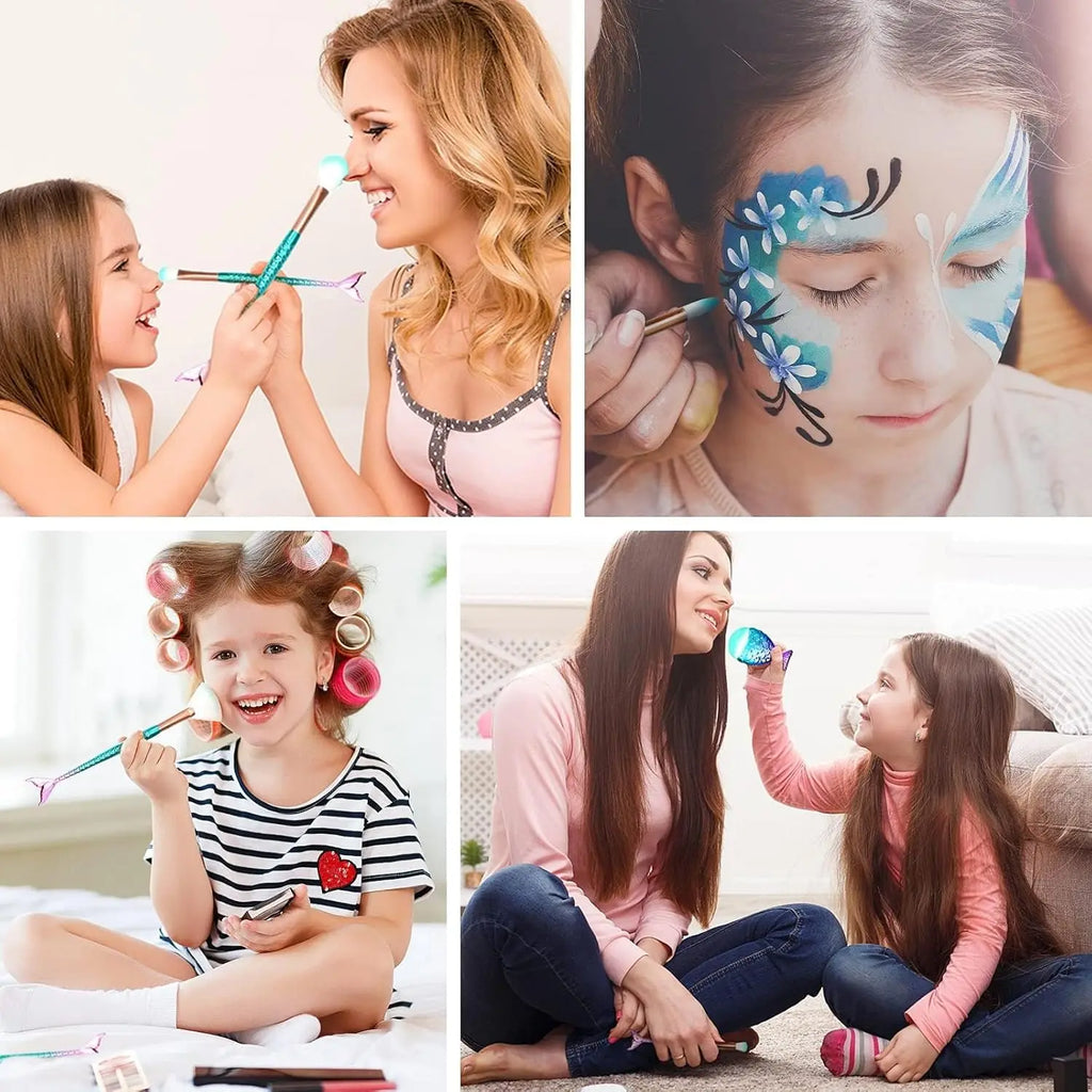 10/11-Piece Mermaid Makeup Brush Set – Creative & Cute Cosmetic Kit for Girls, Perfect Birthday Gift