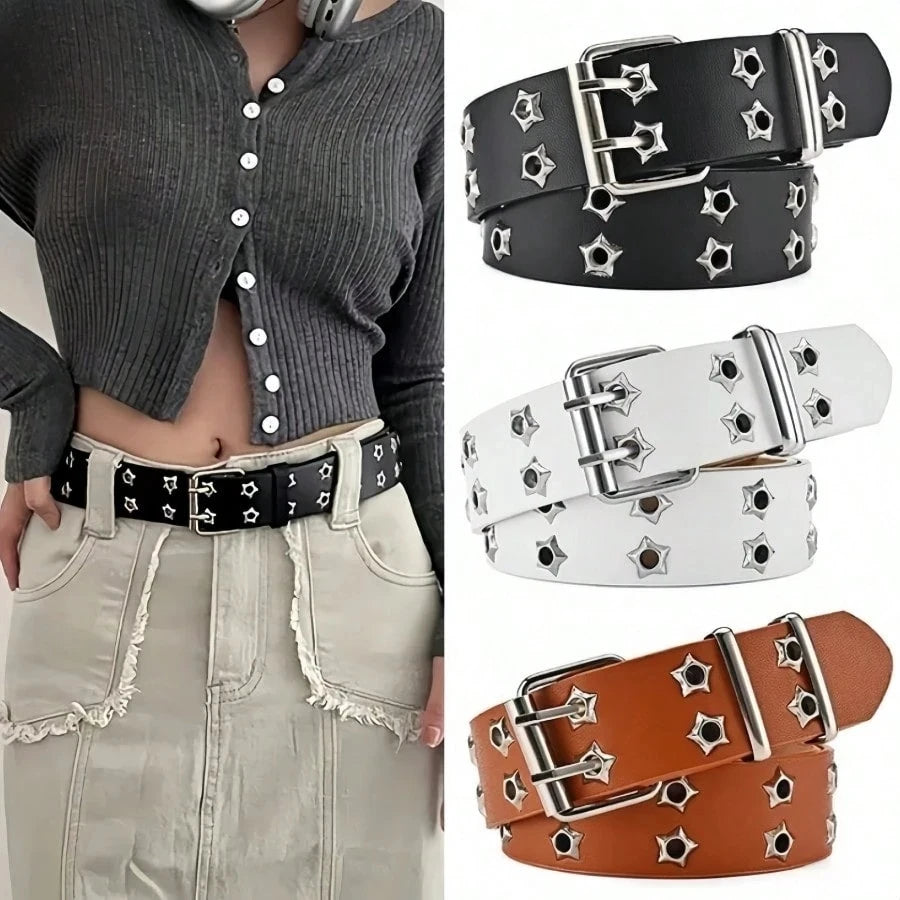 Women Hollow Out Punk Style Fashion Belt With Star Hollow Decor, Casual Fall, Autumn, Halloween