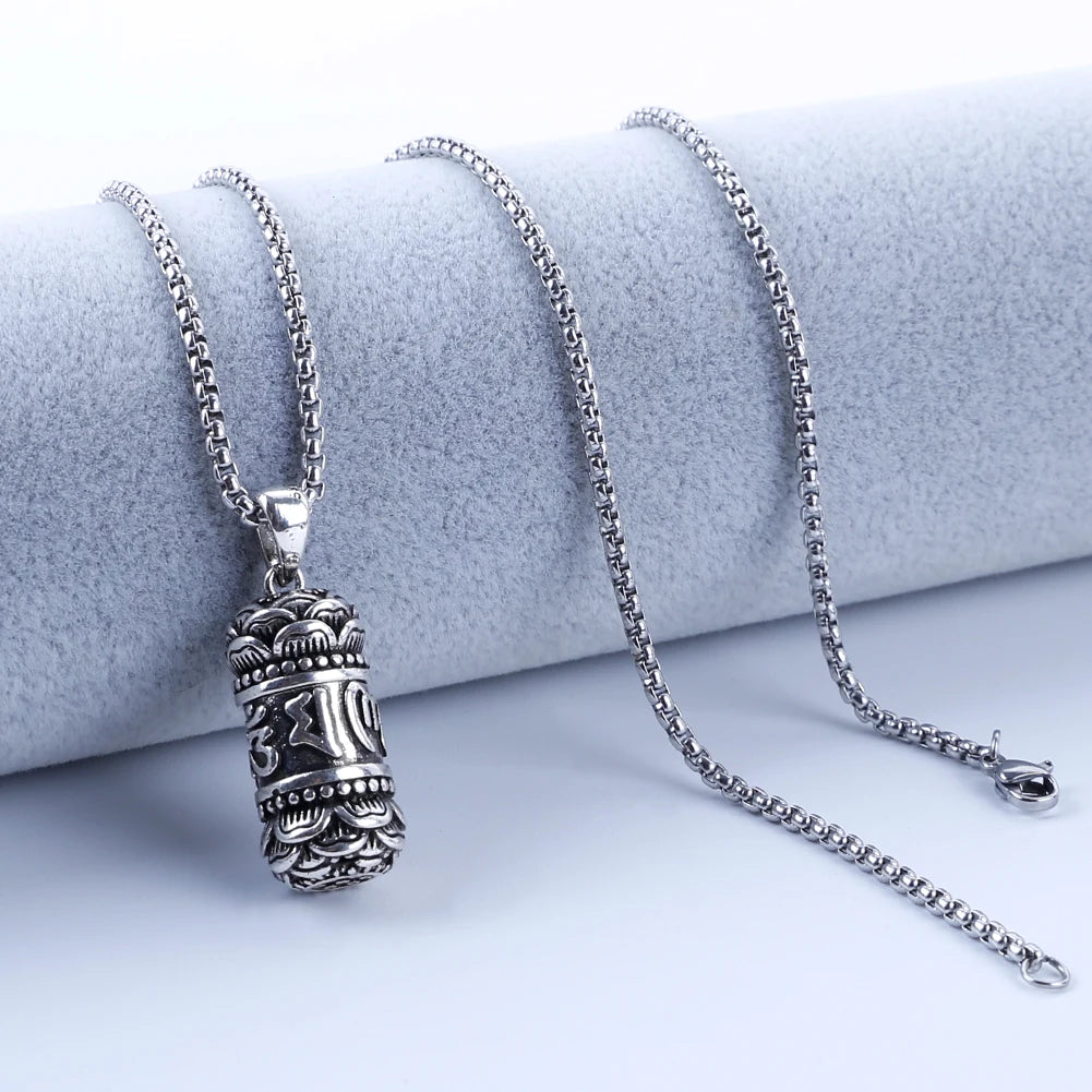 Six Syllable Mantra Buddhist Pendant Necklace Locket Lotus Amulet Built-in Shurangama Tibetan Souvenir Charm Jewelry Choker