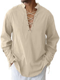 Men's Medieval Viking Shirt Renaissance Shirt Pirate Men's Long-Sleeved Halloween Cosplay Costume, Daily Casual Shirt