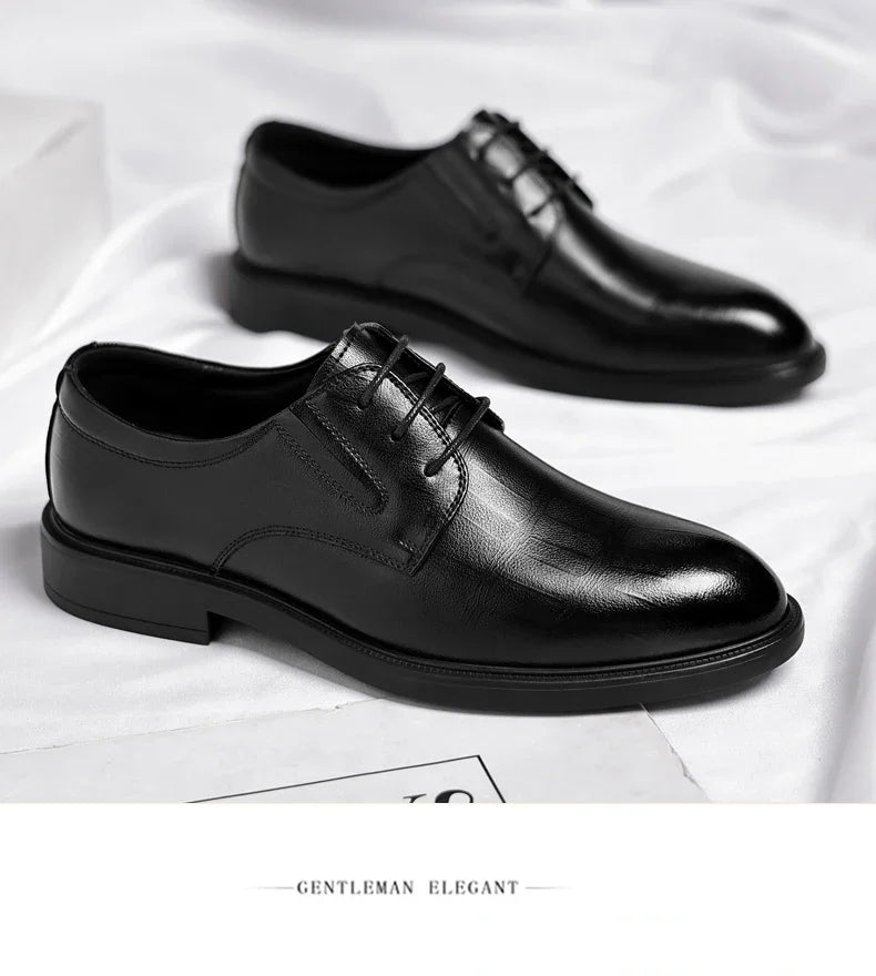 3/6/8 CM Elevator Shoes Men Dress Shoes Black Soft Leather Men Heighten Formal 1 Casual Business Men Oxfords Suit 2