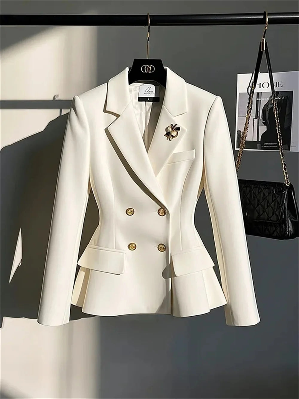 2025 Spring Jackets Hot Selling Unique Sense Of Luxury Temperament Women High-end White Suit Jacket Ladies Blazer Autumn Coat