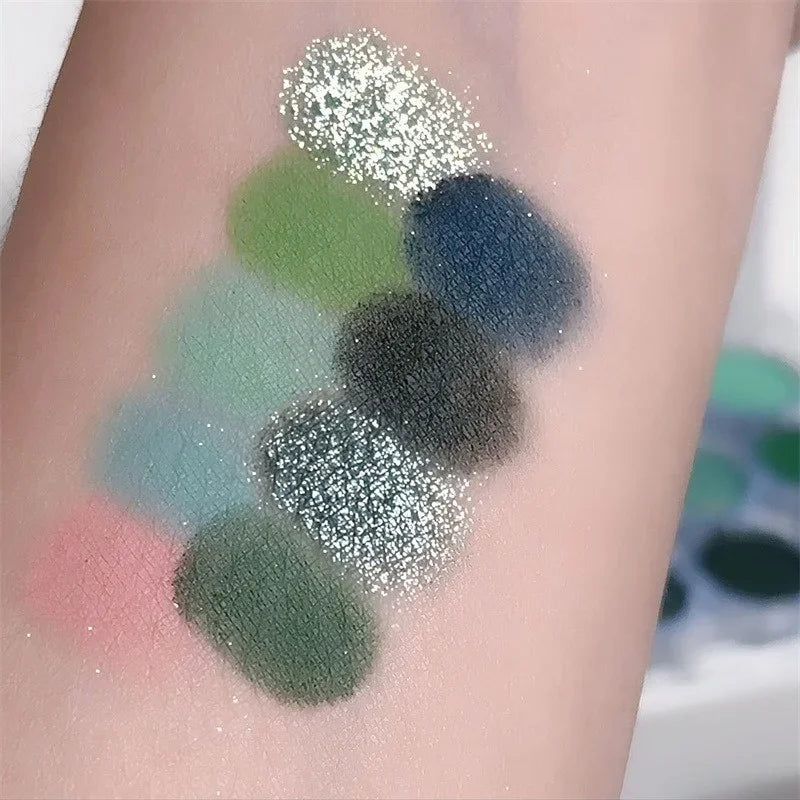 9Colors Glitter Eyeshadow Palette Smoke Purple Lace Shimmer Pearlescent Matte Acrylic Eye Shadows Palette Waterproof Eye Make Up