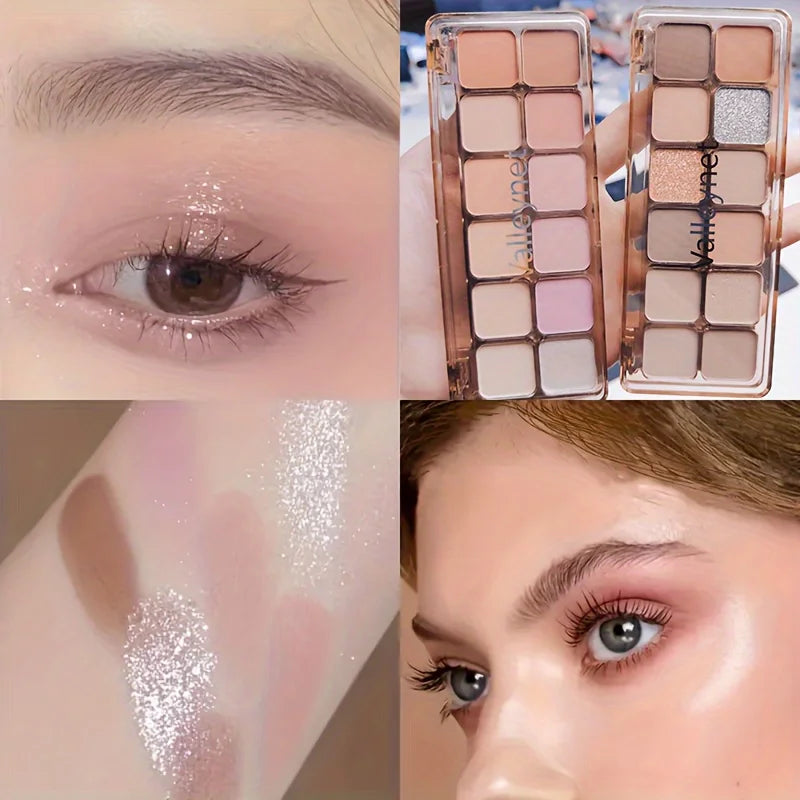 12 Color Eyeshadow Palette Earth Tones Shimmer Matte Waterproof Longlasting Pressed Powder Eye Shadow Palette  Makeup