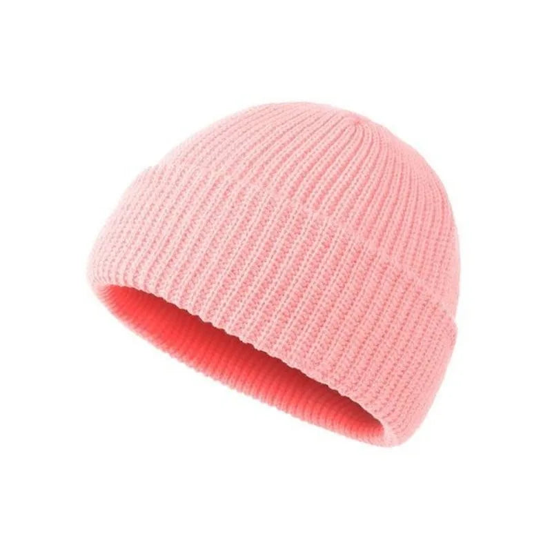 Solid color knitted woolen hat for men and women, hip-hop melon skin hat suitable for keeping warm and cold in autumn and winter