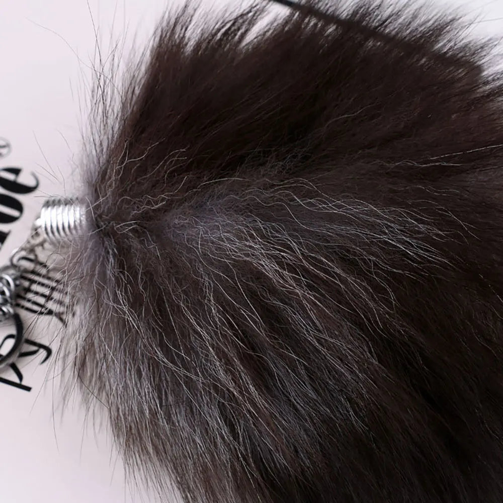 1Pcs Huge Real Fox Tail Keychain Tassel Bag Cosplay Toy Handbag Accessories Hook Pendant Halloween Cosplay