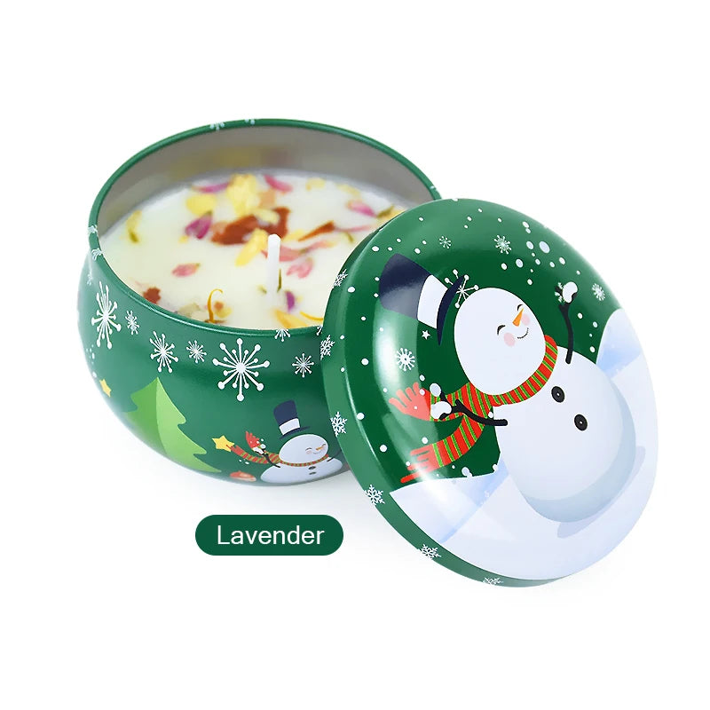 1PC Christmas Aromatherapy Candle Tinplate Rose Goji Berry Blood Orange Lavender Vanilla Gift New Year Party Home Decoration