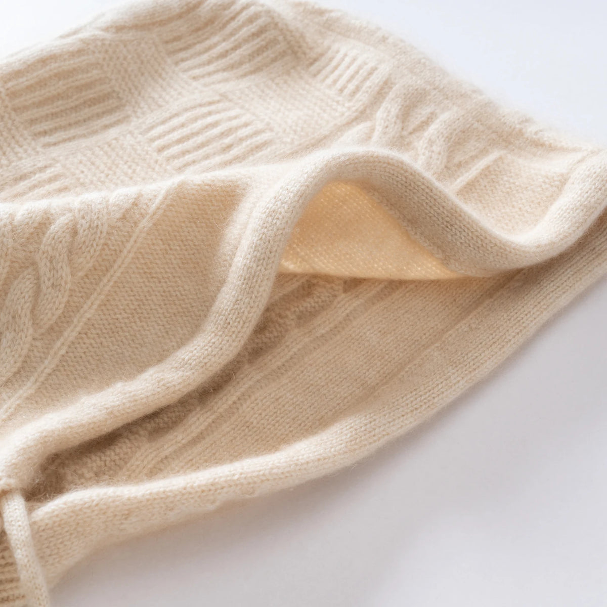 100%Quality Cashmere Balaclava Hoods For Women Warm Ring Scarf Beanie Hat Windproof Hooded Button-up Neck Collar Knitted Hat