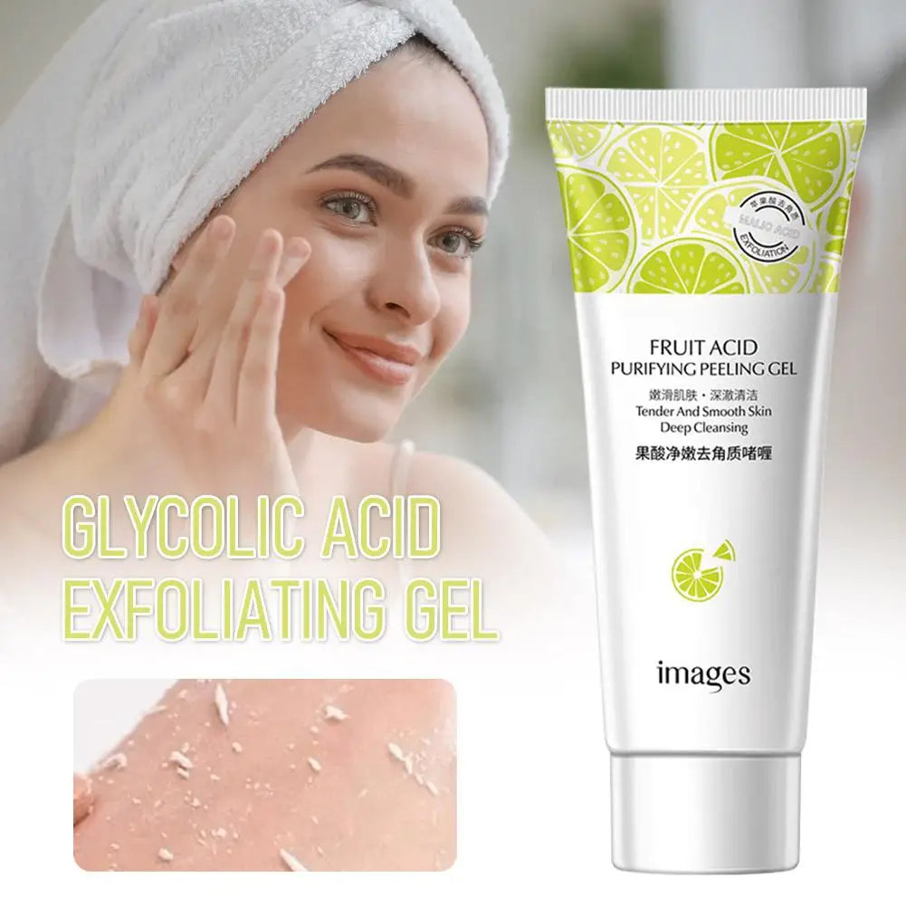 Fruit Acid Peeling Gel Facial Cleansing Exfoliating Peeling Scrub Cream Deep Clean Moisturizing Blackhead Removal Face Cleanser
