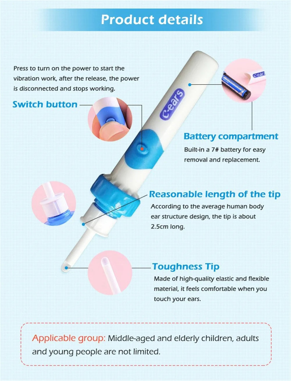 Portable Electric Ear Cleaner Earwax Removal Tool with Soft Tip Safe Suction Device Automatic Earwax Removal Kit Ear Care Tool