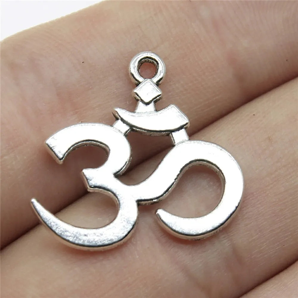 10pcs Charms Yoga Om Pendants Making DIY Handmade Tibetan Silver Color Vintage Antique Bronze Color Jewelry Making Finding