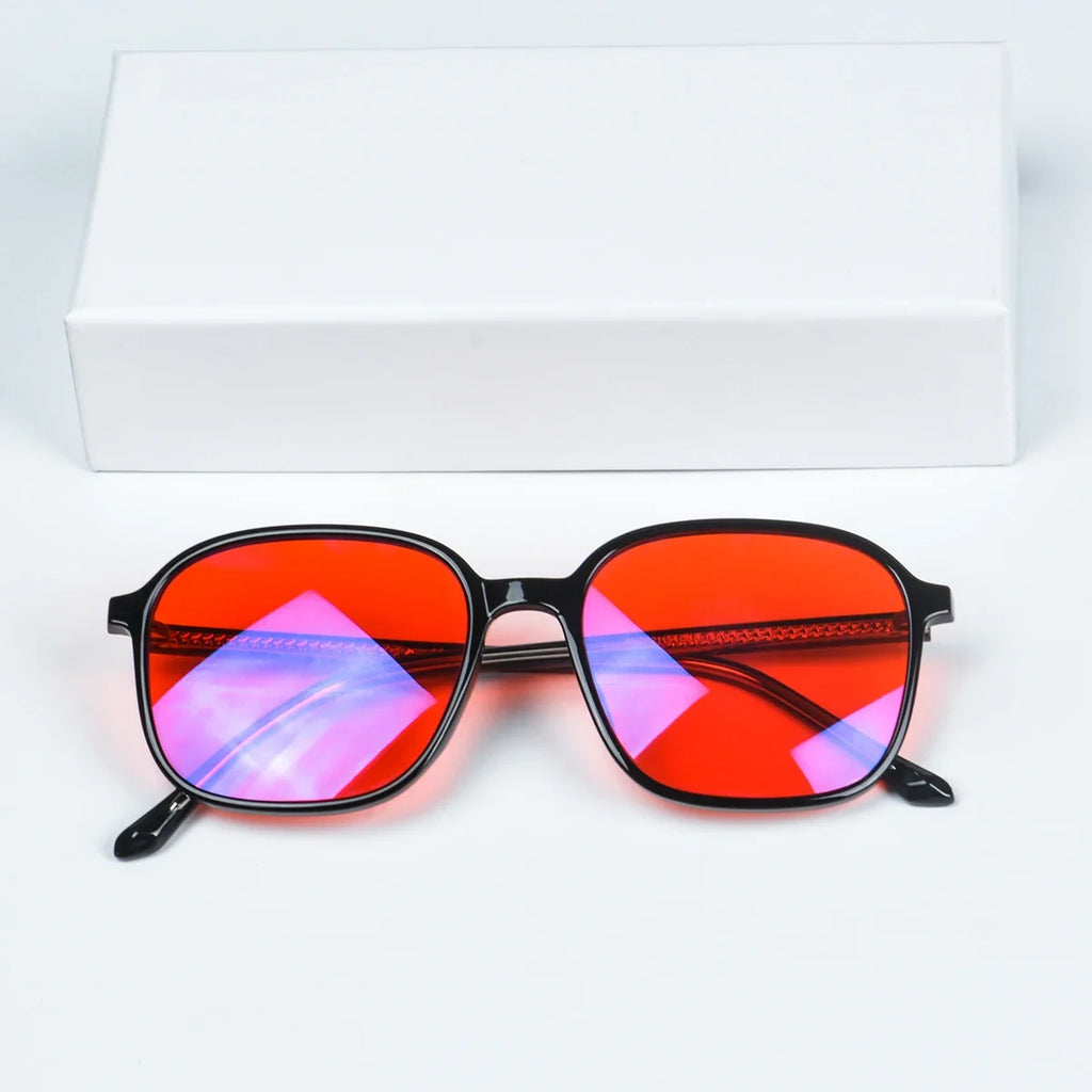SHINU red lens glasses sleep better eyeglasses before bed only orange lens gaming glasses blue light filter glasses women