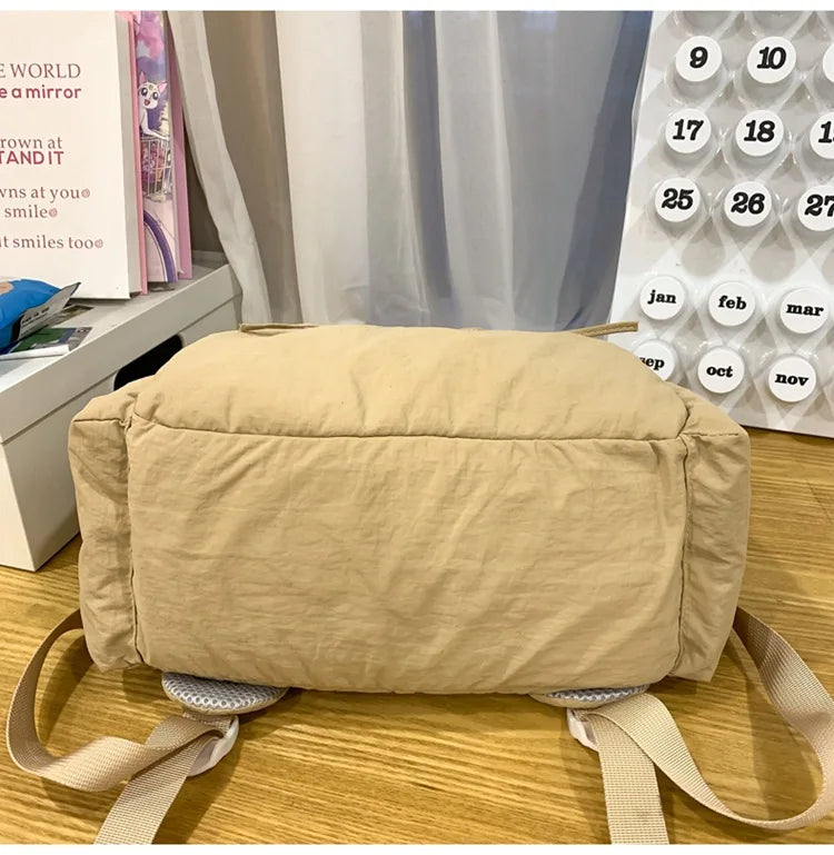 Japanese Style Student Backpack Solid Color Bow Travel School Bag Lightweight and Fashionable Women's Backpack New Simple Casual