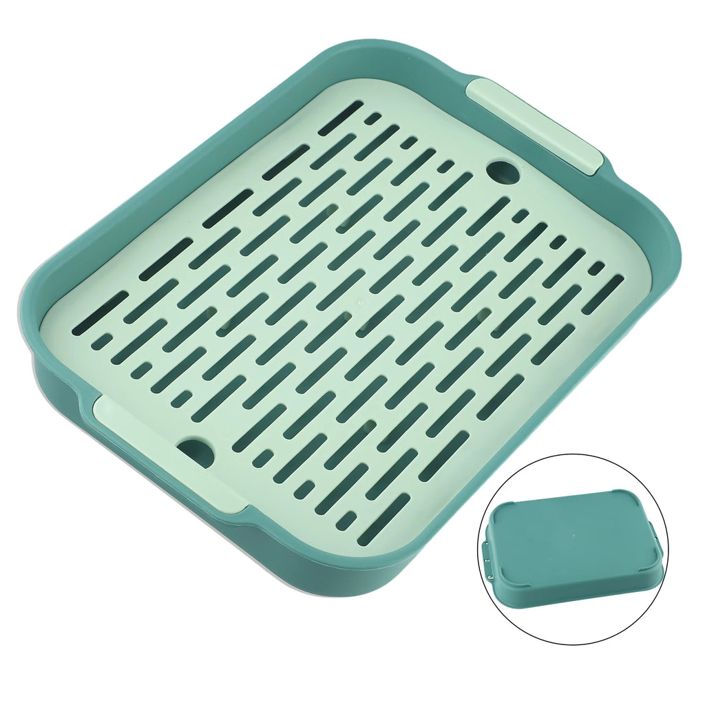 Tray Rabbit Litter Tray Smooth Corner Detachable Design Heightened Grid Design White Blue For Pet’s Training For Pet’s Training