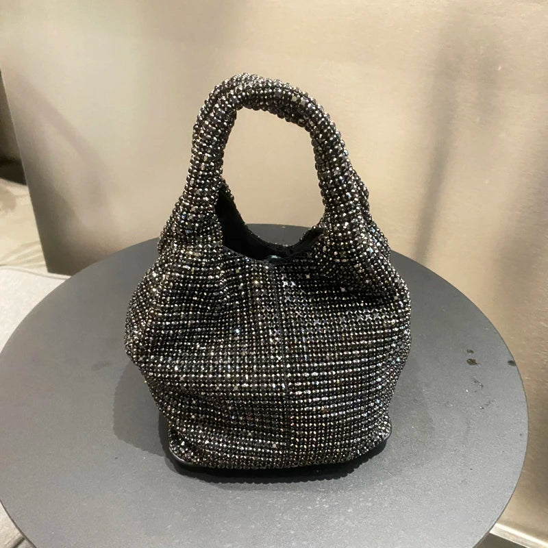 Shiny Crystal Clutch purse bucket Shoulder bag rhinestone Handmade purses and handbags luxury Designer Evening clutch Bag Purse