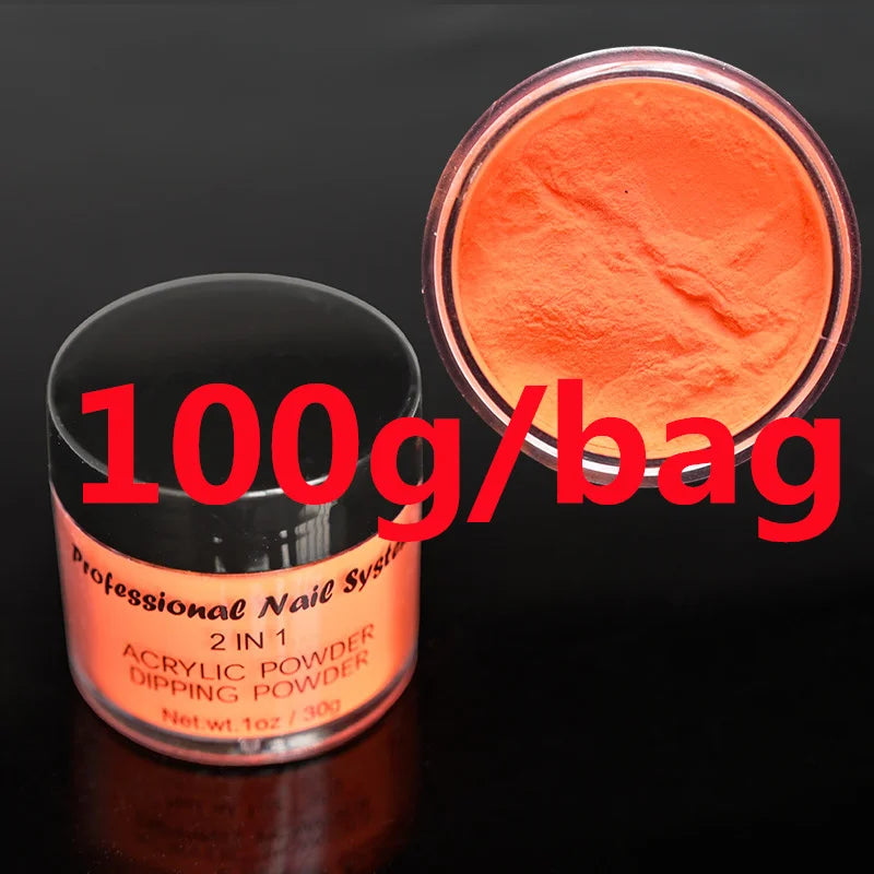 100g Polvo Acrílico Profesional Rosa Nude Cristal 3 en 1 Extensión/Inmersión/Esculpido Polvo Rosa Cristal de Secado Rápido