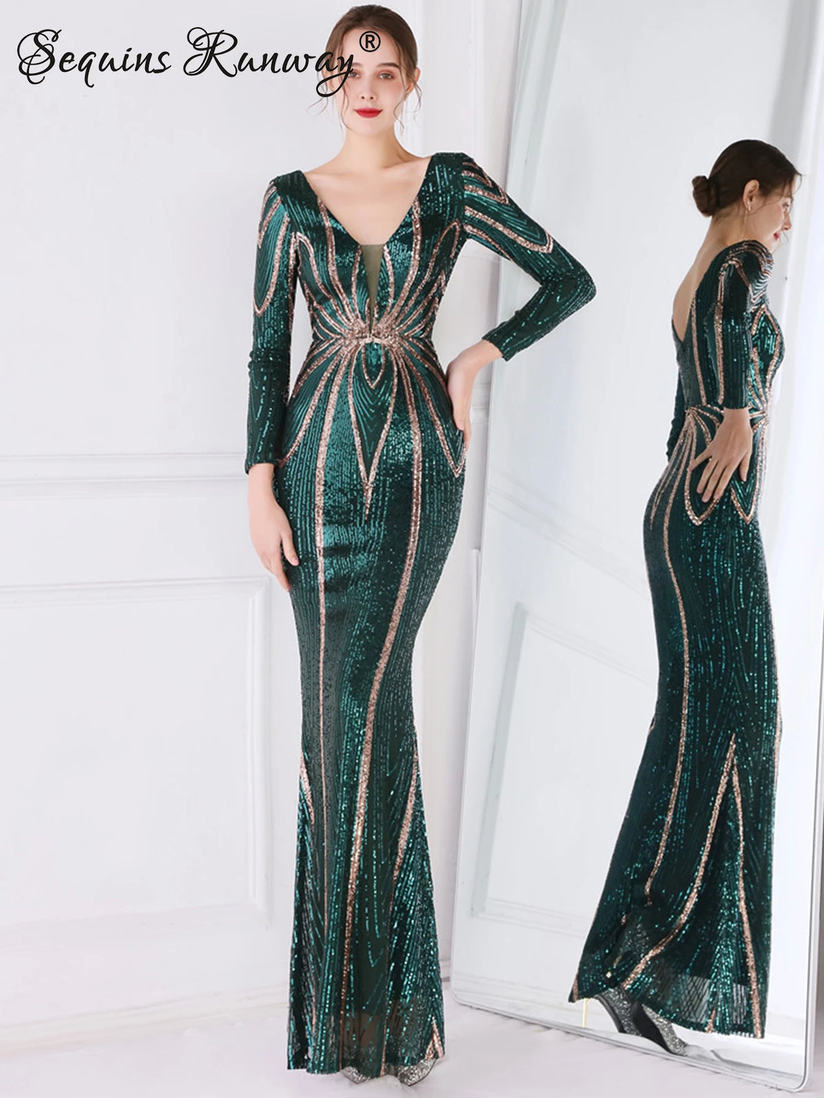 Sexy long sleeve birthday evening dresses for women 2026 elegant luxury wedding party dress vintage maxi sequin dress vestidos