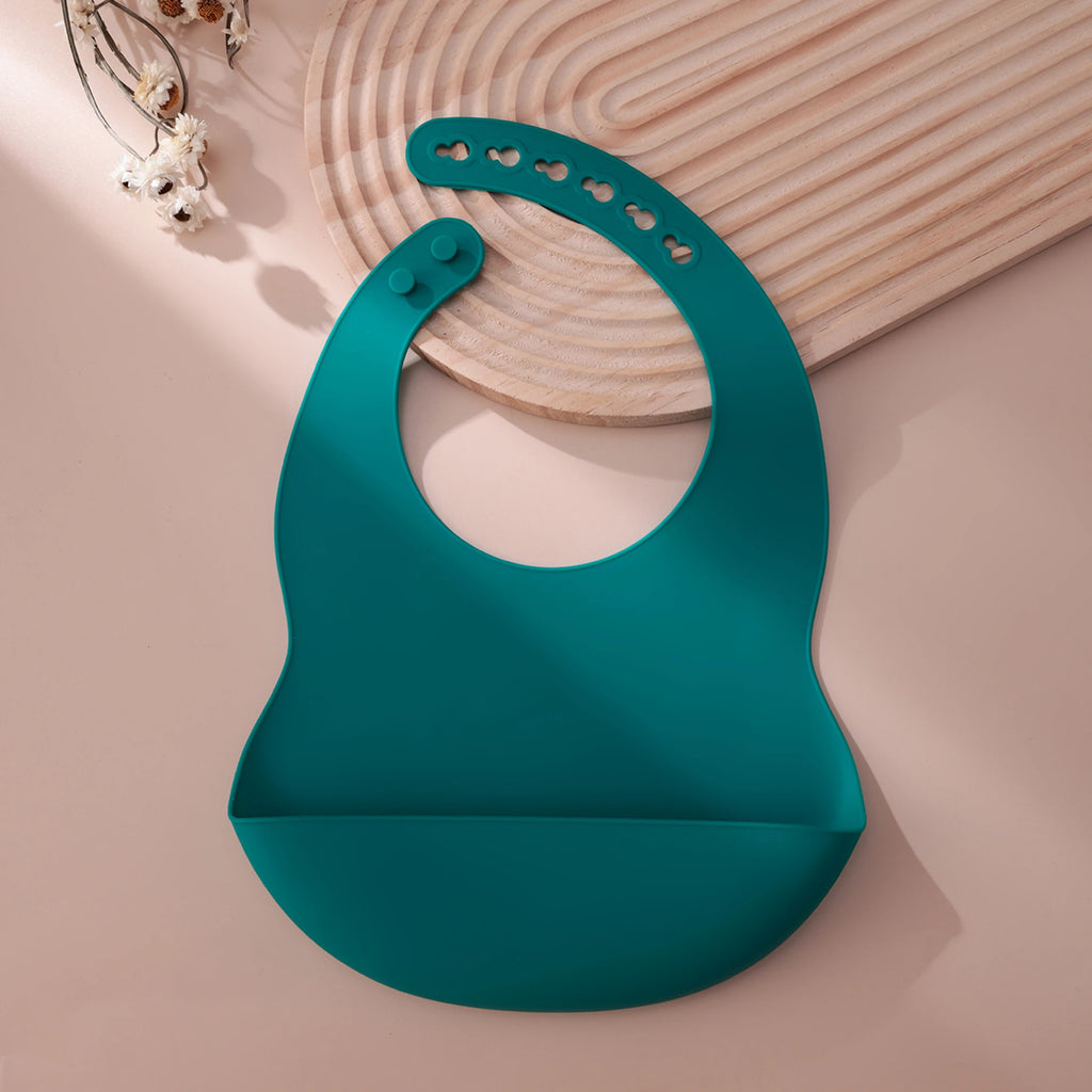 Color Kids 1PCS Silicone Baby Bib Adjustable Waterproof Feeding Bib BPA Free Soft Drool Bib Newborn Essentials Saliva Towel