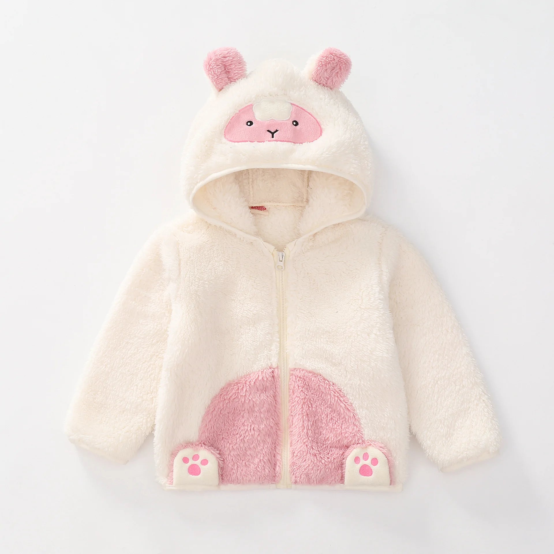 1 2 3 4 5 Years Autumn Winter Plush Boys Jacket Cute Ears Keep Warm Princess Girls Coat Hooded Zipper Outerwear New Kids Clothes