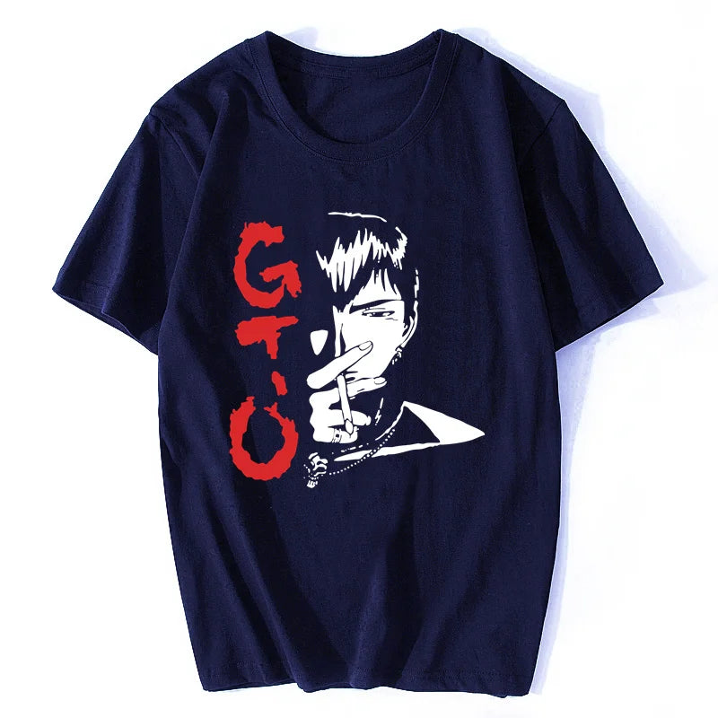 Funny Anime Great Teacher Onizuka T Shirt Men Short Sleeve GTO Manga Tshirt O-neck Cotton Tee Top Japan Eikichi T-Shirt Harajuku