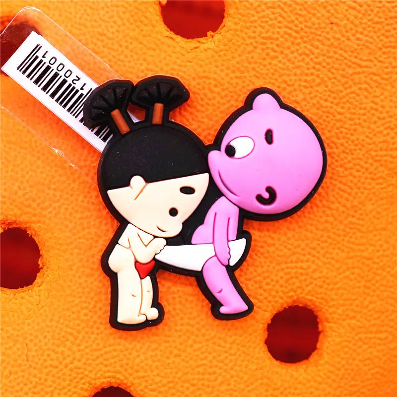 Single Sale 1pcs PVC Shoe Charms Cute Rabbit Baby Bottle Sieve Shoe Accessories Clips Shoe Buckle Decorations fit Kids X-mas