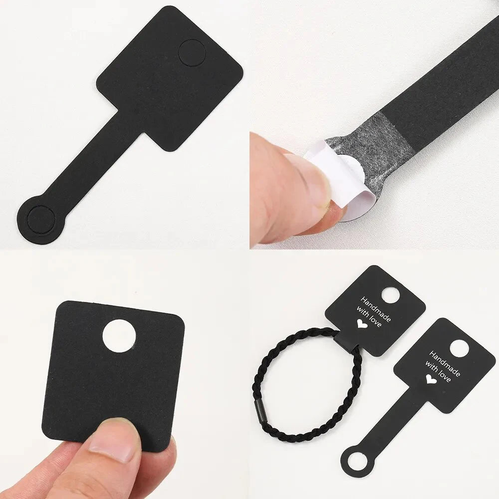 50pcs 4x10cm Self Adhesive Bracelet Display Card Jewelry Holder Cardboard Half-fold Card with Sticker for Jewelry Packaging