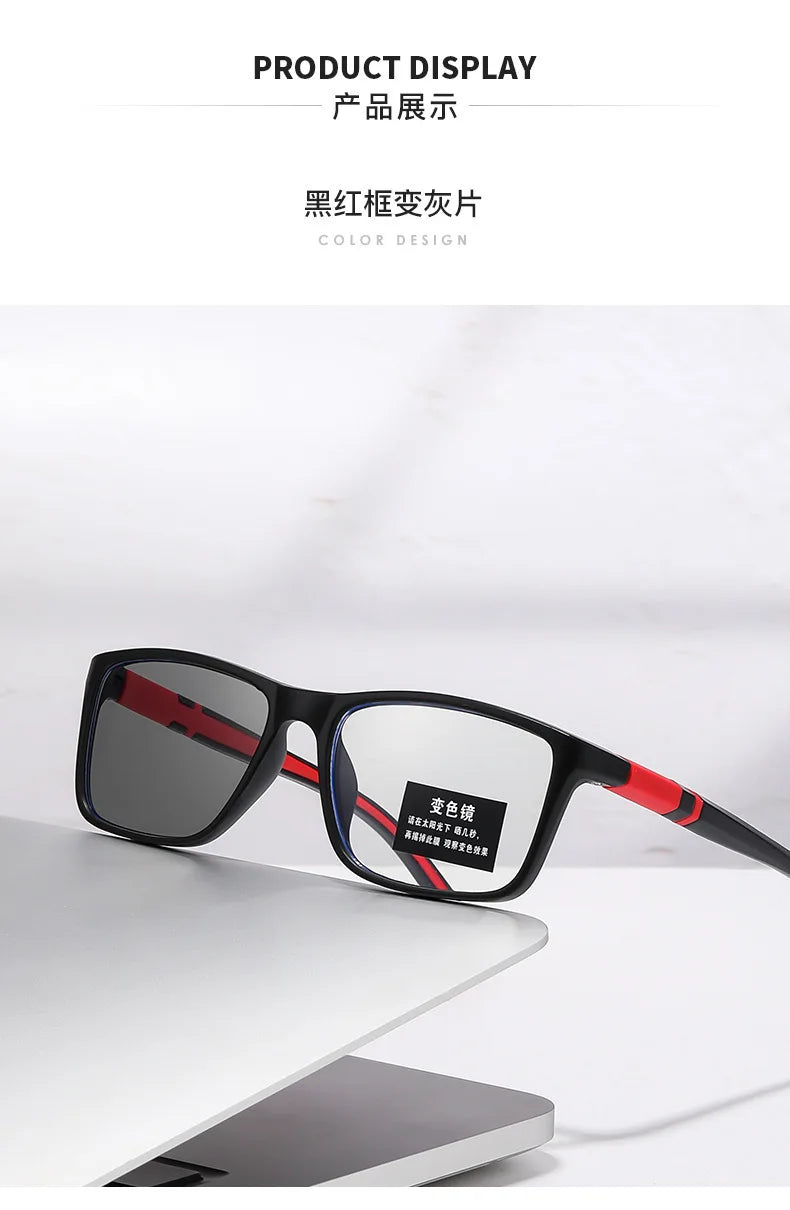 Fashion Photochromic Reading Glasses for Men Presbyopia Hyperopia Sports Glasses Anti Blue Light Glasses +100 +150 +200 +250
