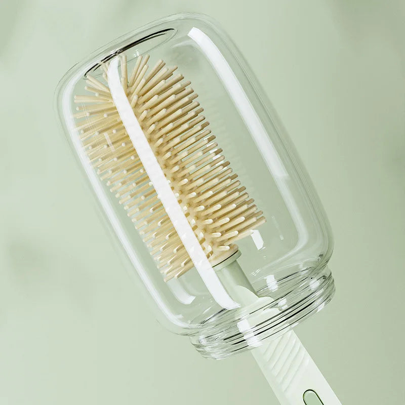 Cepillo de silicona para biberones de bebé, portátil, con mango recto, juego de herramientas de limpieza, escurridor giratorio de 360°, combinación de cepillo para lavar biberones