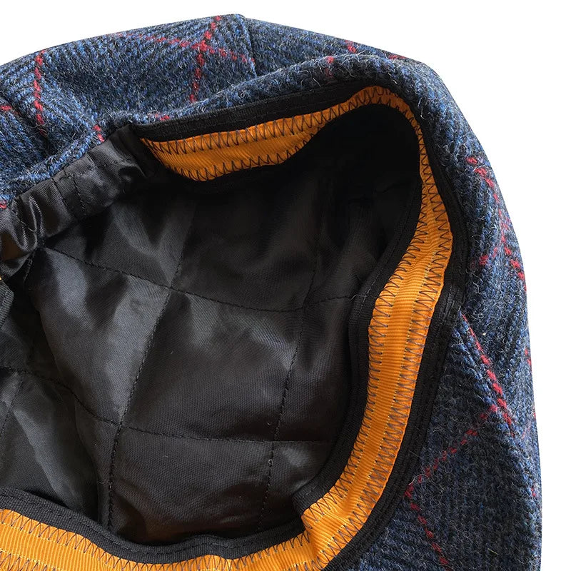 Blue New Plaid Wool Berets  Autumn Winter British Style Newsboy Beret Hat Retro England Hats Male Hats Peaked Painter Cap 29