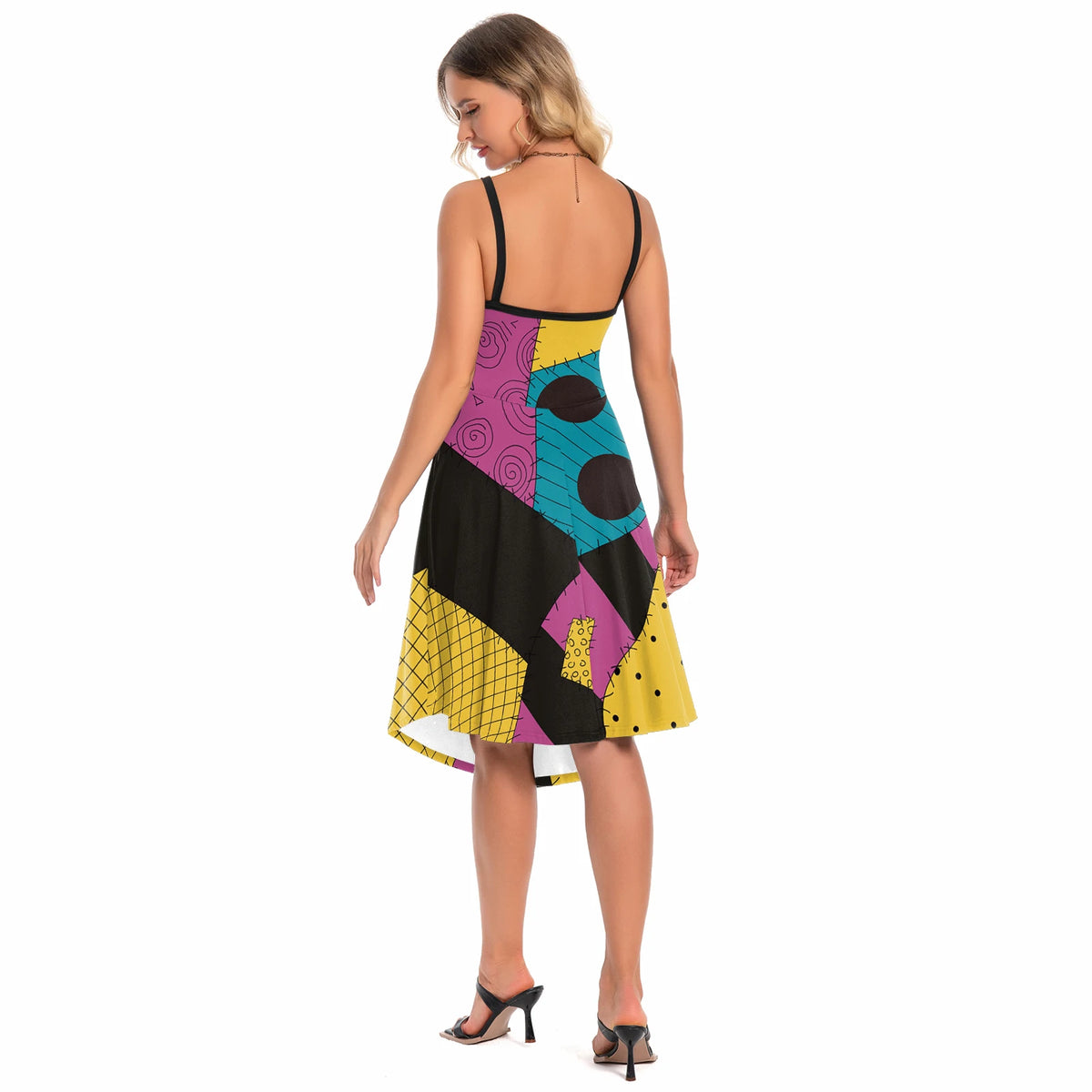 [You're My Secret] Halloween Nightmare Christmas Sally Dress Spaghetti Strap Women's Sexy Backless Dresses Patchwork Vestidos
