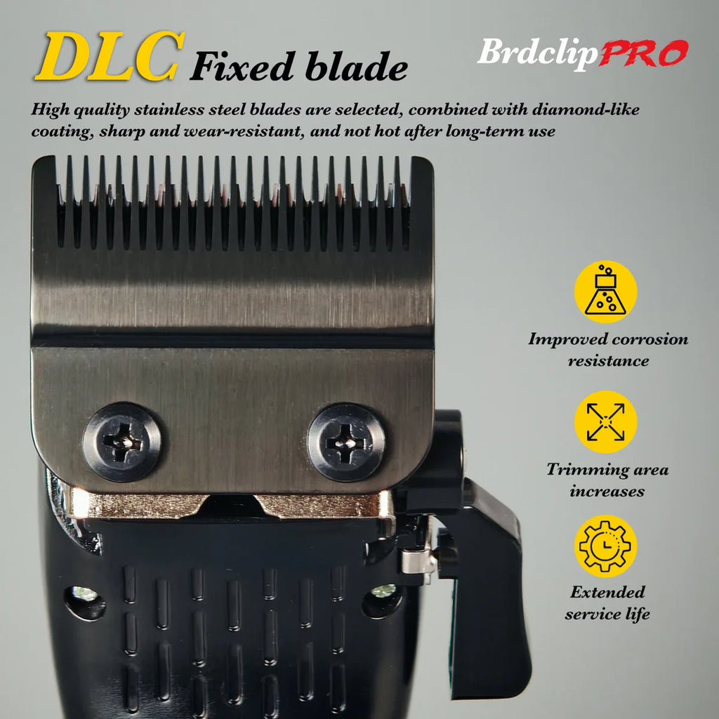 Professional Electric Hair Clipper Hair Trimmer BRD 619 High Speed Motor 7500RPM DLC Fade Blade with Base Barber Machine BRDCLIP