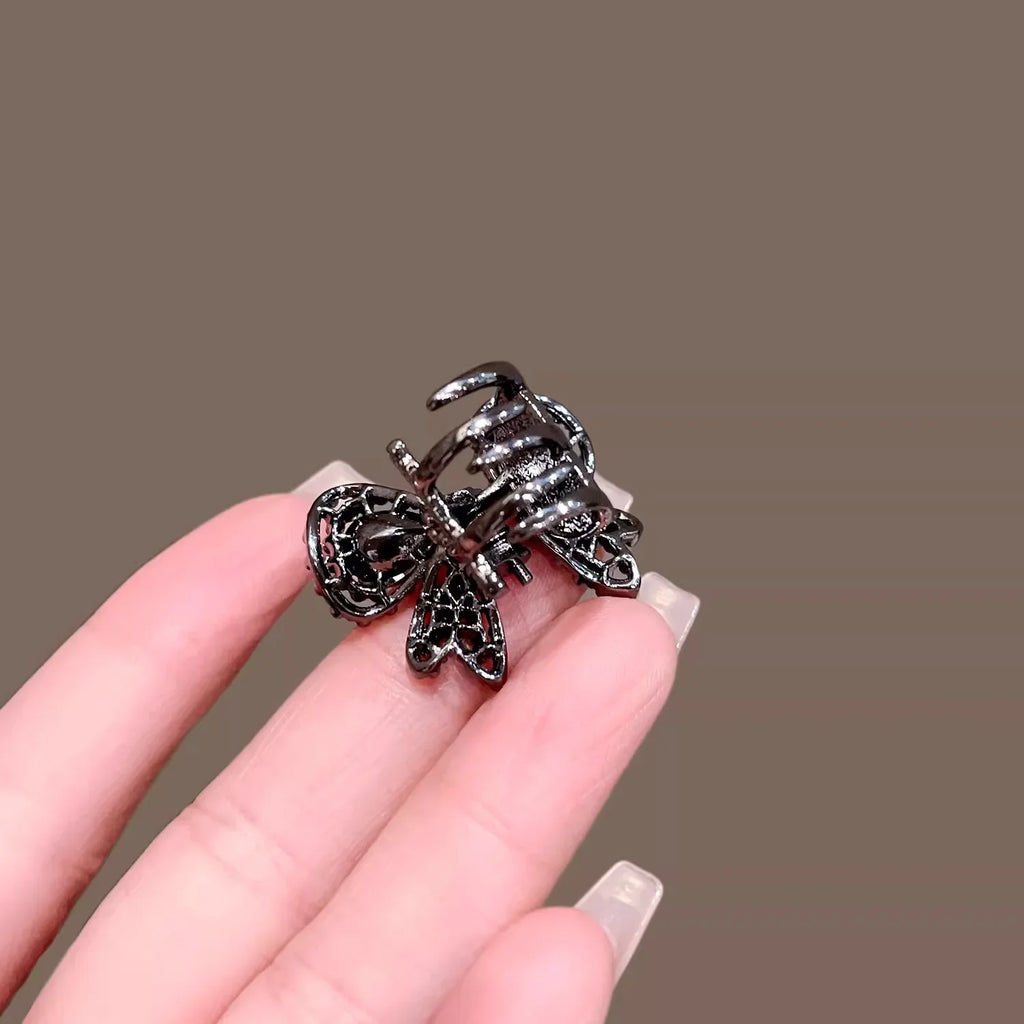 Exquisite Crystal Rhinestone Butterfly Hair Clip Cute Mini Hair Claw High-end Side Bangs Clip Women's Korean Hair Accessories