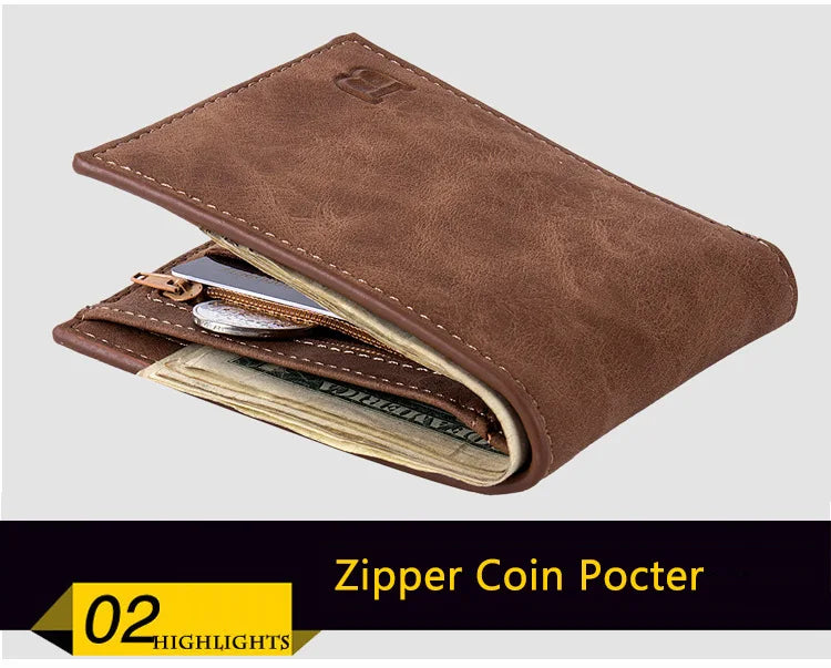 New Men Wallet Leather Business Foldable Wallet Luxury Slim  Hipster Cowhide Credit Card/ID Holders Inserts Coin Purses