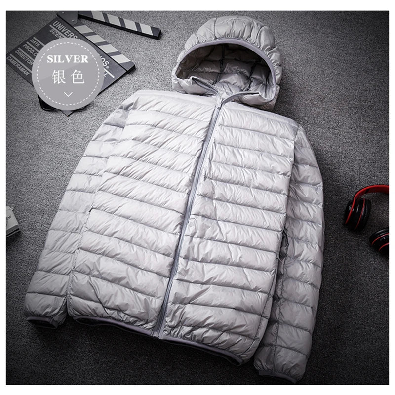 New Men Thin Down Jacket White Duck Down Ultralight Jackets Men's Autumn And Winter Warm Coats Portable Outwear