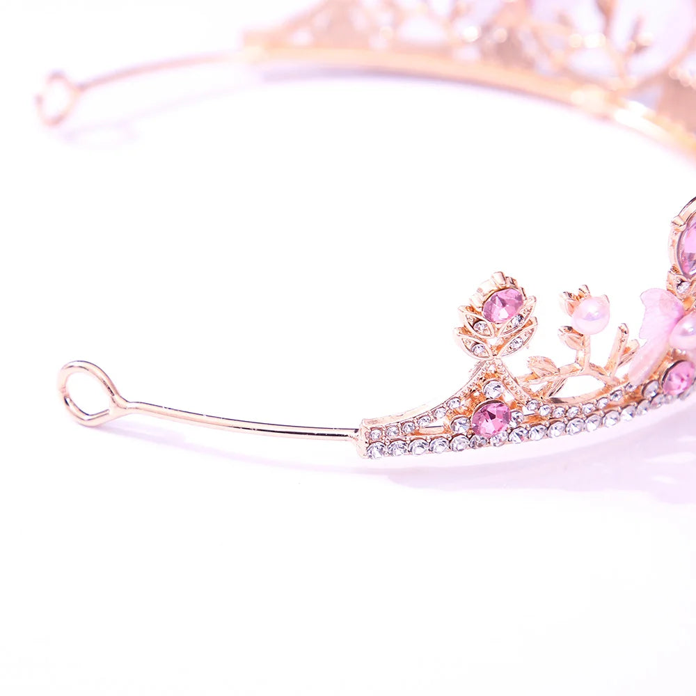 KMVEXO Süße Schmetterlingskronen Ozean-Stil Kostüm Kristall-Tiaras für Frauen Mädchen Prinzessin Geburtstagsparty Strand Haarschmuck