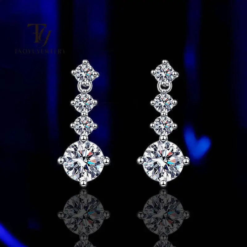TY Klassische S925 Silber Moissanit Ohrhänger für Frauen 2 Karat D Farbe VVS1 Simulierte Diamant Verlobung Hochzeit Schmuck Geschenk