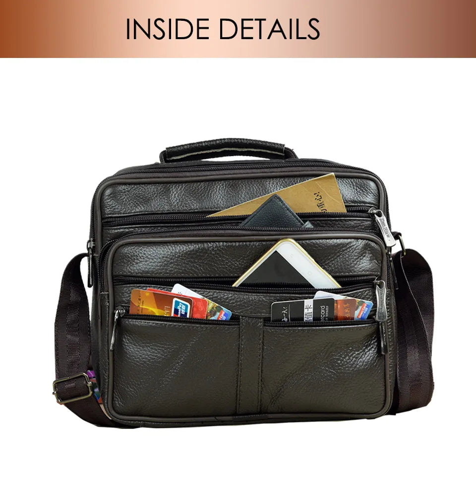 New Arrival Men Shoulder Bag Men's Genuine Leather Messenger Bag Boy Coffee Middle Size Handbags Tote Natural Skin Men Briefcase