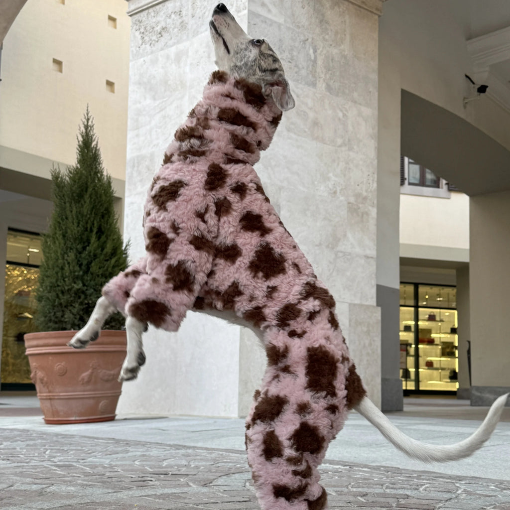 Pink Elegant Sweater for Dogs Winter Thick Soft 4-legged Fleece Coat for Italian Greyhound Warm High-neck Jumpsuit for Whippet