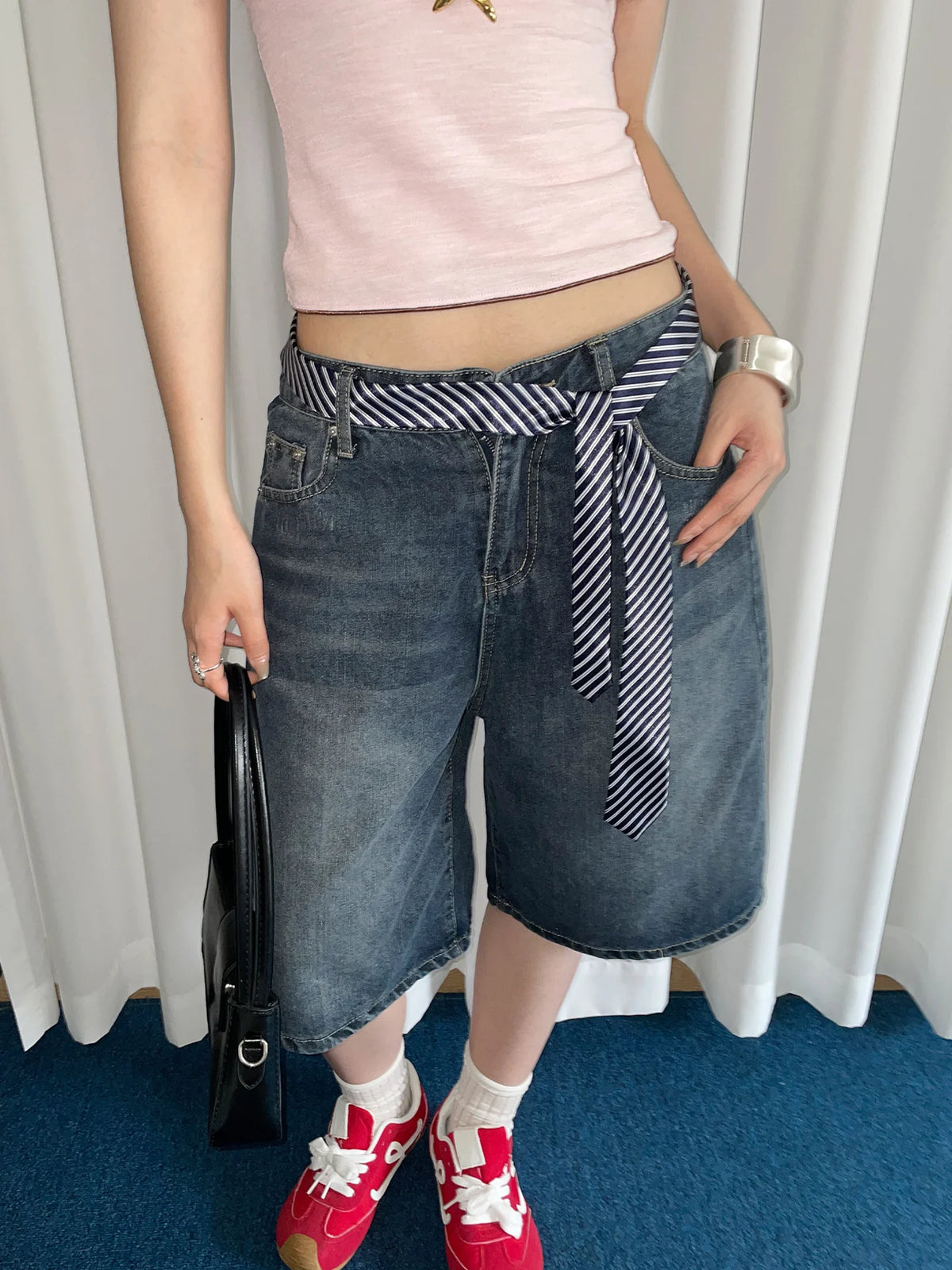 Fashionable Korean Style Simple Striped Belt For Women Minority Personality Long Strip Retro Hot Girl Style Academic Style