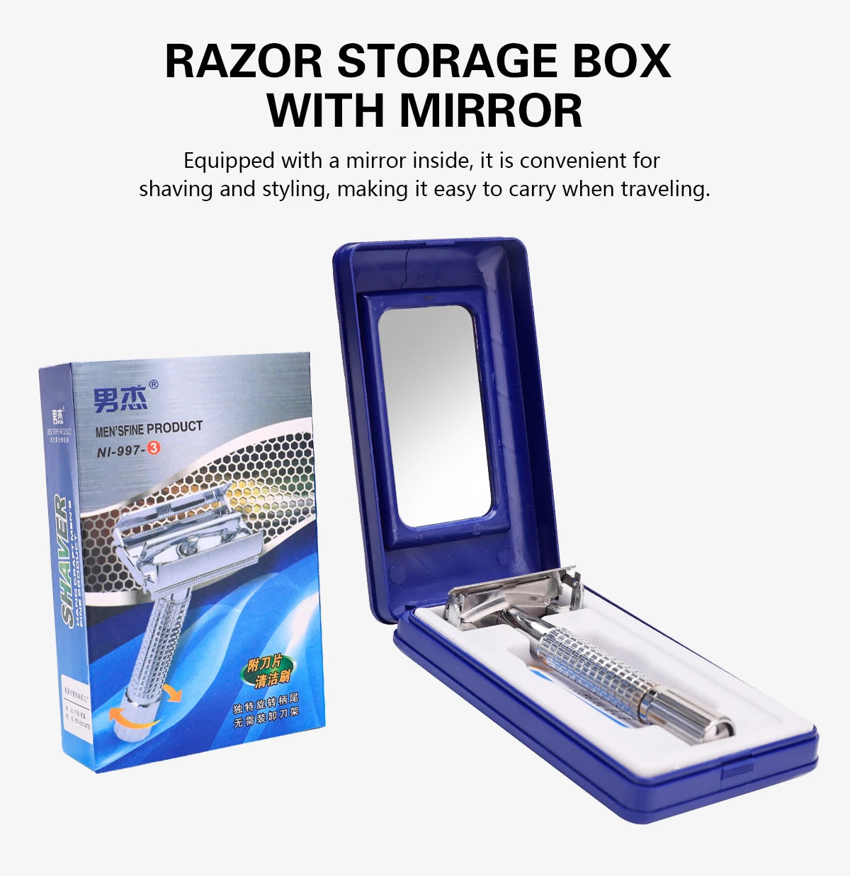 Barber Men's Traditional Double Edge Chrome Shaving Safety Razor for Male Premium Metal Manual Shavers