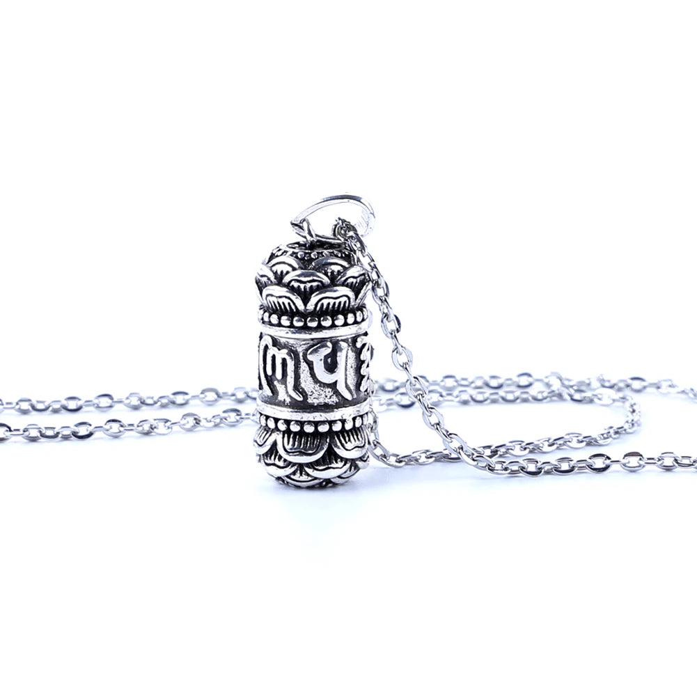 Six Syllable Mantra Buddhist Pendant Necklace Locket Lotus Amulet Built-in Shurangama Tibetan Souvenir Charm Jewelry Choker